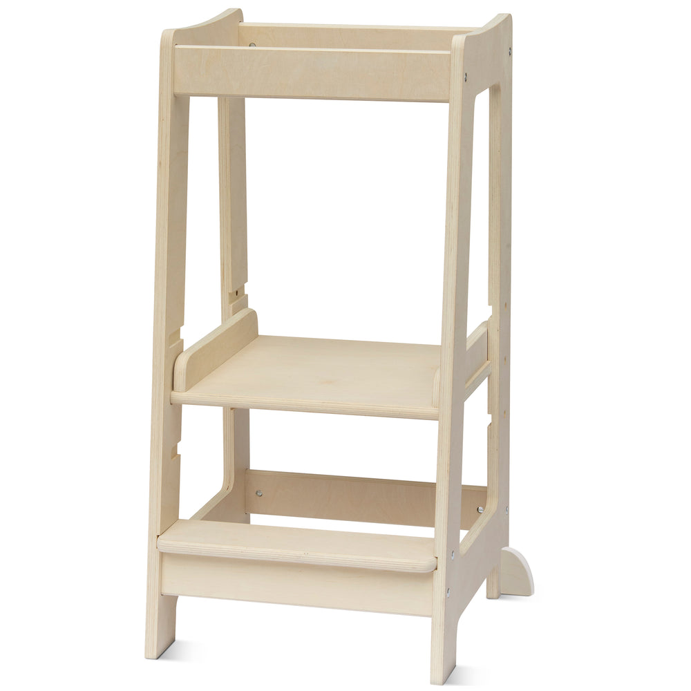 Unser Montessori Kleinkinderturm mit verstellbarer Stufe